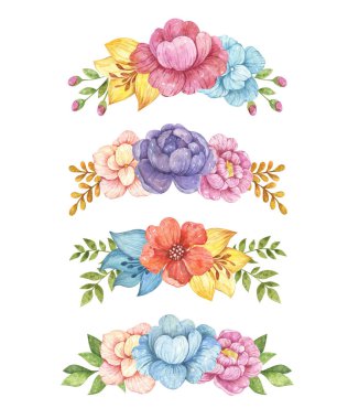 suluboya çiçekler, buket klipleri, düğün tasarımı, çiçekli çerçeveler, tebrik kartı, dekorasyon, çiçek aranjmanları, buket, clipart, çiçekler