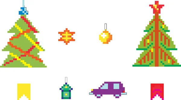 Pixel-Vektor-Weihnachtssymbole — Stockvektor