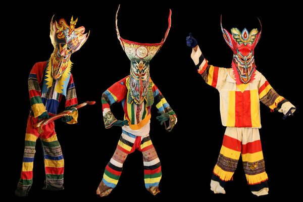 Phi Ta Khon Festival on June in Loei, Thailand. Young people dre