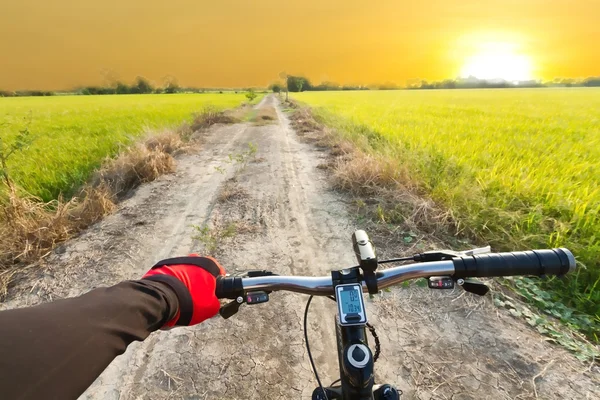 Yol bisiklet geniş açı hız ateş — Stok fotoğraf