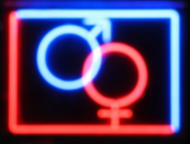blurred red and blue sex shop neon sign  clipart