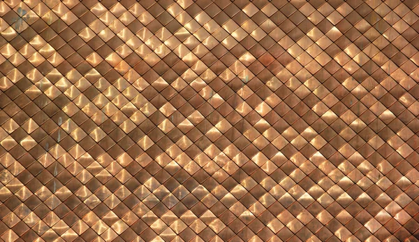 光沢のある汚れた銅屋パターン背景 — ストック写真