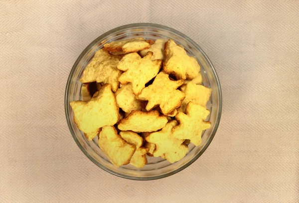 Glass bowl with homemade cookies — Stock Photo, Image