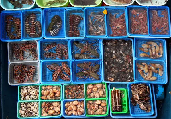 Mariscos en exhibición en el mercado, Hong Kong —  Fotos de Stock