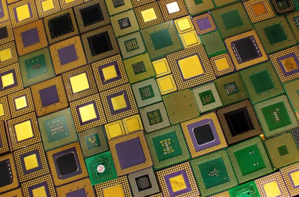Viejos chips de CPU - fondo procesadores de ordenador — Foto de Stock
