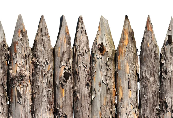 Cerca de madeira Stockade sem costura padrão isolado no fundo branco — Fotografia de Stock