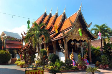 Chiang Mai, Tayland - 3 Aralık 2019: Wat Ket Karam, 1428 yılında Phra Jao Sam Fang Kaen döneminde inşa edilen Budist tapınağı..