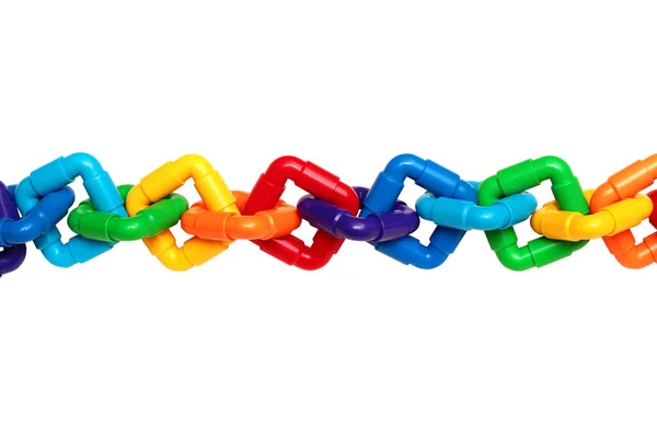 Rainbow Plastic Chain Isolated White Background — Stock Photo, Image