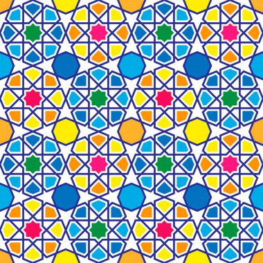 Soyut renkli İslami desen, geometrik tasarım patern