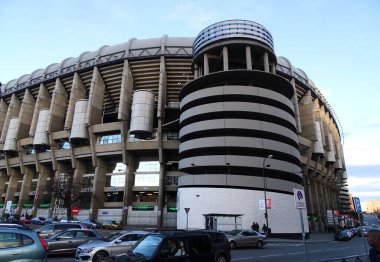 Madrid, İspanya - 18 Aralık 2016: Santiago Bernabeu Stadyumu, 1947 'den beri Real Madrid kulübünün ev sahibi stadyumu..