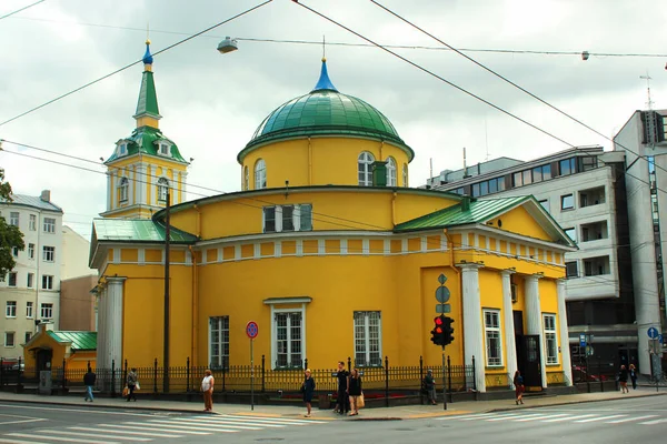 Riga Lettonia Luglio 2017 Chiesa Sant Alessandro Nevskij Chiesa Ortodossa — Foto Stock