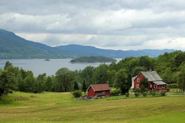Widok Skanevikfjorden Koło Skanevik Okręgu Hordaland Norwegia — Zdjęcie stockowe
