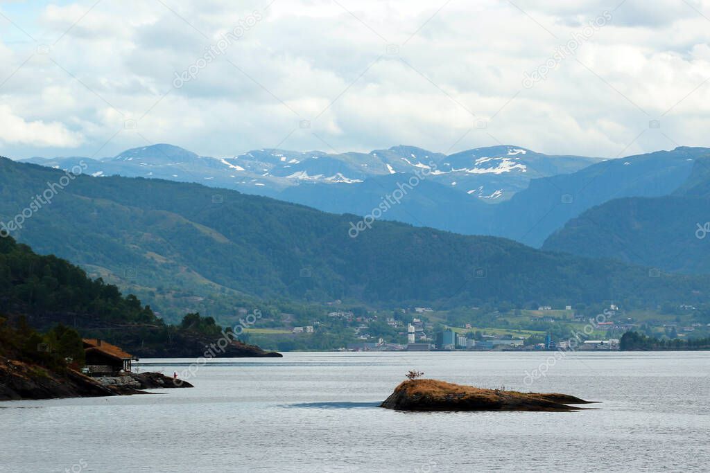 View of  Etnefjorden near Etne in Hordaland county, Norway.