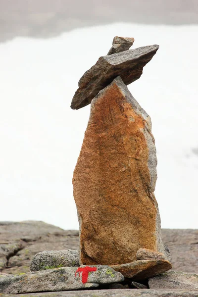 Stone cairn on a way to Kjerag mountain, Norway