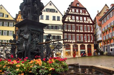 Tuebingen, Germany - October 22, 2025: Ornate renaissance fountain on Tuebingens Market Square