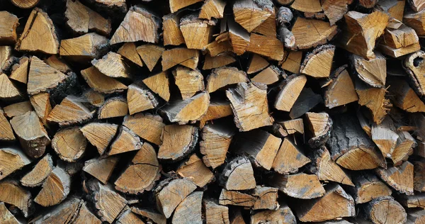 Antecedentes de troncos de lenha picados secos em uma pilha — Fotografia de Stock