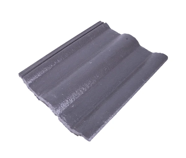 Betonové střešní tašky (šedá barva) na bílém pozadí — Stock fotografie