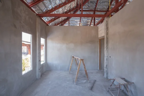 Quarto de casa interior em construção — Fotografia de Stock