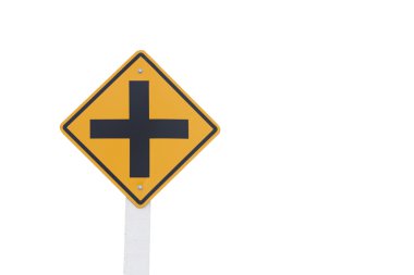 Beyaz izole 4 kavşak trafik işareti