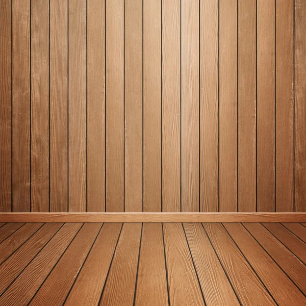 Habitación interior con pared de madera y suelo — Foto de Stock
