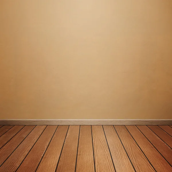 Interior de la habitación con pared de hormigón y suelo de madera marrón —  Fotos de Stock