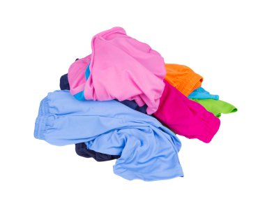 Spor şort bir beyaz üzerine yığını 