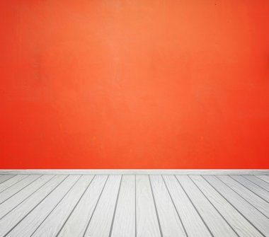 Beton duvar ve ahşap zemin ile oda iç