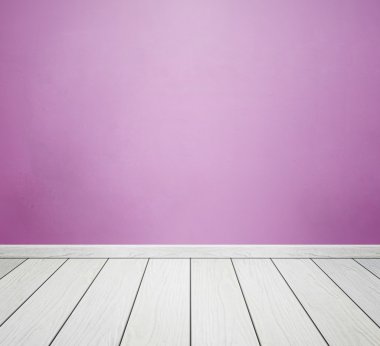 Oda iç beton duvar ve Beyaz ahşap zemin ile