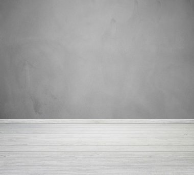 Beton duvar ve ahşap zemin ile oda iç