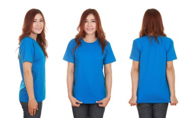 genç güzel kadın, boş t-shirt 