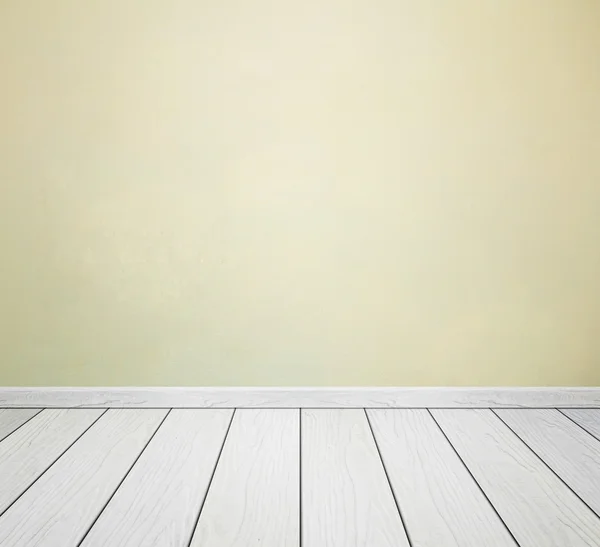 Kamer interieur met betonnen wand en witte houten vloer — Stockfoto