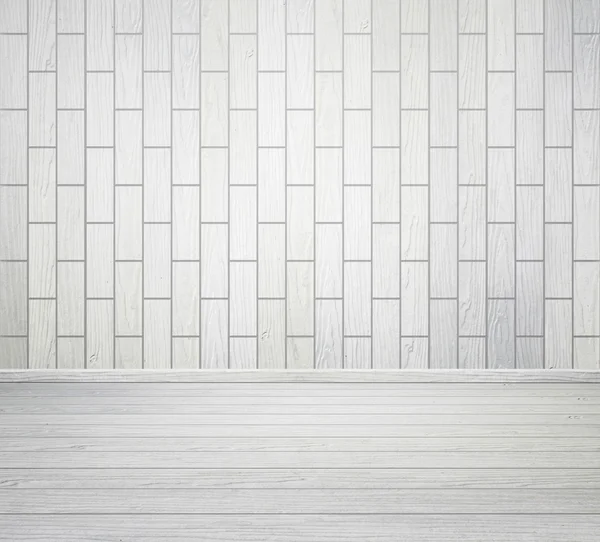 White room interior with brick wall and wood floor — Stock Photo, Image