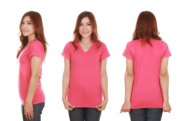 Young beautiful female with blank t-shirt — Stock Photo, Image