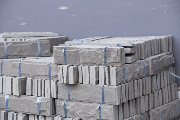 Pile of gray stone tiles prepare for install — Stock Photo, Image