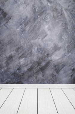 Oda iç beton duvar (Loft tarzı) ve ahşap zemin bac