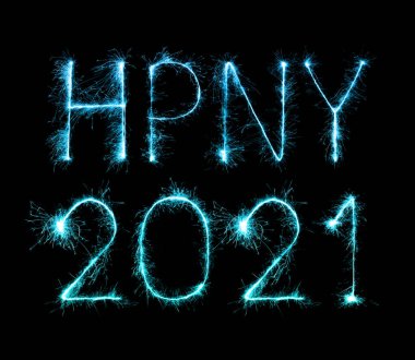 2021 mutlu yıllar (HPNY) gece ışıldayan maytaplar yazdı