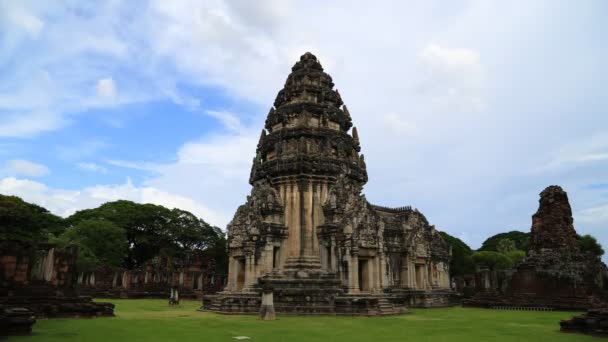 Zaman Atlaması Birçok Turist Tayland Daki Phimai Tarihi Parkını Ziyaret — Stok video