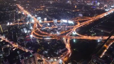 Bangkok 'tan 4k Timelapse ana trafik anayolu ile gece görüşü, Tayland