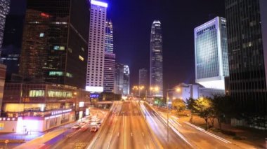 Hong Kong şehri ve gece trafiği 4K zaman aşımı