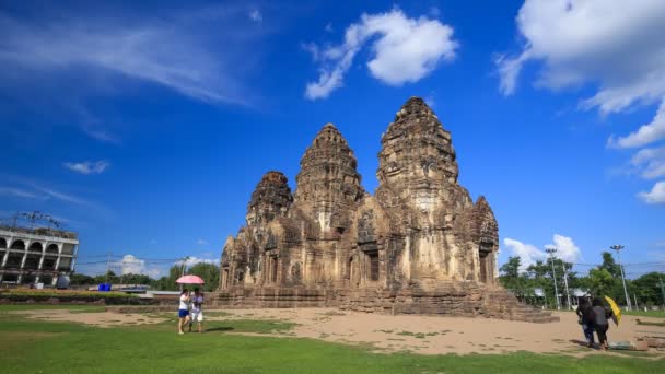 Time Lapse Phra Prang Sam Yot Temple Αρχαία Αρχιτεκτονική Lopburi — Αρχείο Βίντεο