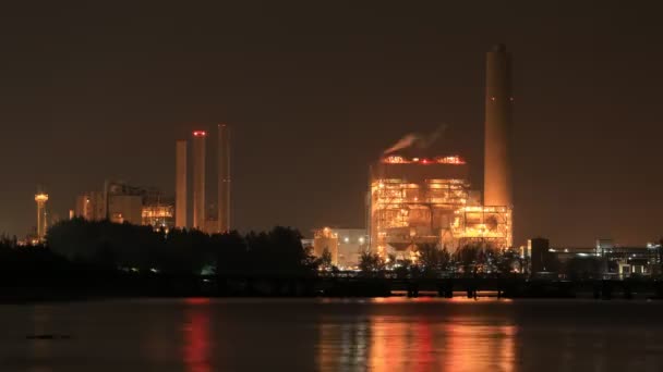 Тайм Электростанции Возле Морского Плаща Ночью Район Таиланд — стоковое видео