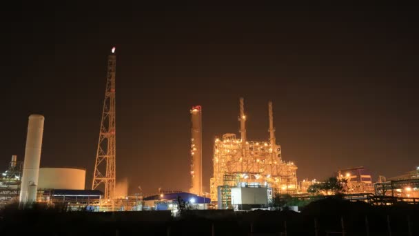 Time Lapse Usine Industrielle Raffinerie Pétrole Nuit Thaïlande — Video