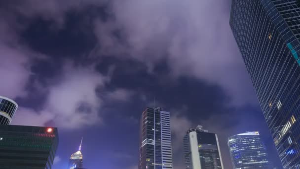 Waktu Selang Bangunan Kota Hong Kong Pada Malam Hari Cina — Stok Video