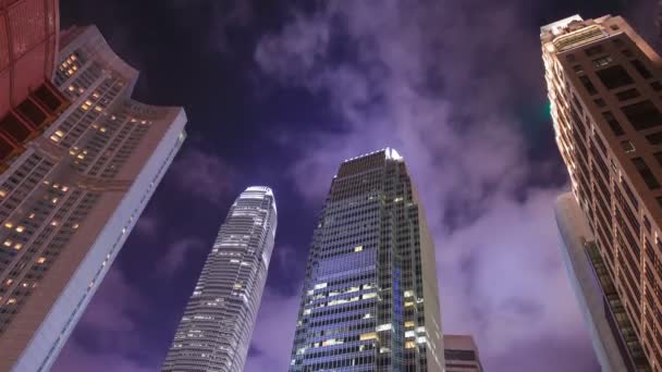 香港城市建筑物在夜间的时滞 — 图库视频影像