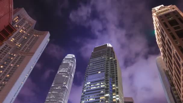 香港城市建筑物在夜间的时滞 — 图库视频影像