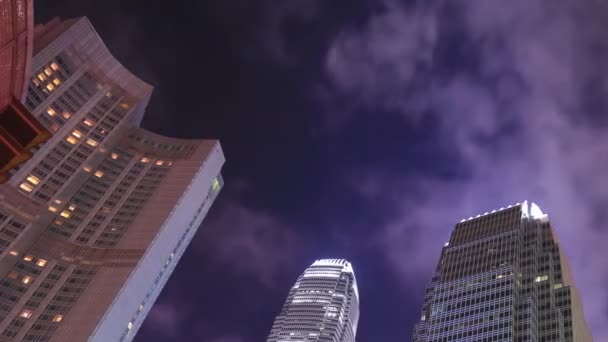 Time Lapse Épület Hong Kong Város Éjjel Kína — Stock videók