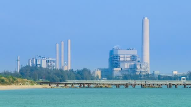 Tempo Lapso Usina Elétrica Perto Revestimento Mar Rayong Tailândia — Vídeo de Stock