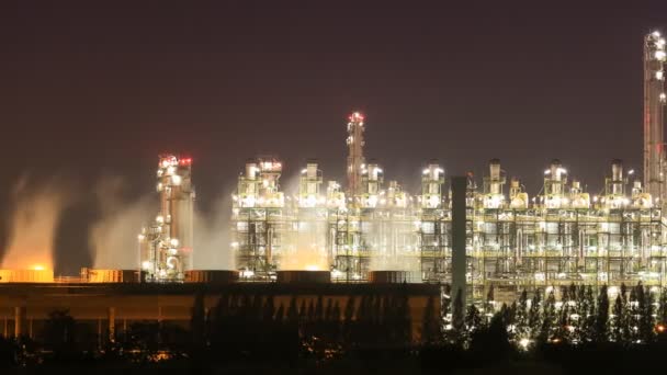 Tempo Lapso Refinaria Petróleo Planta Industrial Com Céu Noite Tailândia — Vídeo de Stock