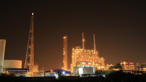 Time Lapse Oil Refinery Industrial Plant Night Thailand — Vídeos de Stock