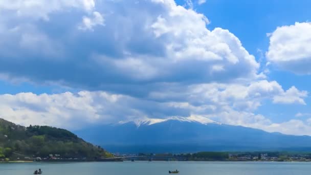 Timelapse Berg Fuji Uitzicht Vanaf Het Kawaguchiko Meer Japan — Stockvideo